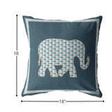 18â Spruce Blue Elephant Indoor Outdoor Throw Pillow