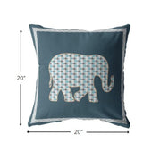 20â Spruce Blue Elephant Indoor Outdoor Throw Pillow