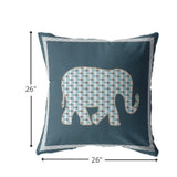 26â Spruce Blue Elephant Indoor Outdoor Throw Pillow