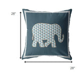 28â Spruce Blue Elephant Indoor Outdoor Throw Pillow