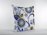 18â Navy White Floral Indoor Outdoor Throw Pillow