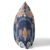 20â Indigo Orange Floral Indoor Outdoor Throw Pillow