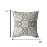 26â Blue Orange Mandala Indoor Outdoor Throw Pillow