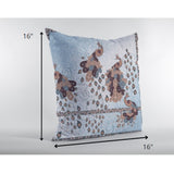 16? Blue Brown Boho Bird Indoor Outdoor Throw Pillow