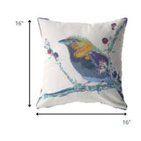 16? Blue White Robin Indoor Outdoor Throw Pillow