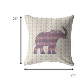 26" Magenta Elephant Indoor Outdoor Throw Pillow