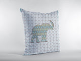 26" Blue Elephant Indoor Outdoor Throw Pillow