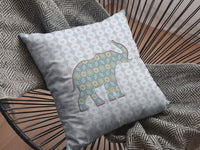 28" Blue Elephant Indoor Outdoor Throw Pillow