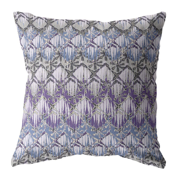 18â Purple Gray Hatch Indoor Outdoor Throw Pillow