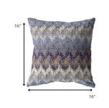 16â Blue Gray Hatch Indoor Outdoor Throw Pillow