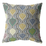 18â Gray Gold Ogee Indoor Outdoor Throw Pillow