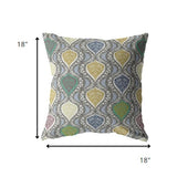 18â Gray Gold Ogee Indoor Outdoor Throw Pillow