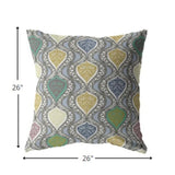 26â Gray Gold Ogee Indoor Outdoor Throw Pillow