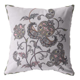 28â Gray White Wildflower Indoor Outdoor Throw Pillow