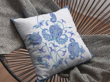 20â Blue White Wildflower Indoor Outdoor Throw Pillow