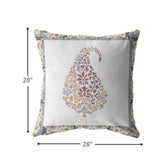 28â Red White Paisley Indoor Outdoor Throw Pillow