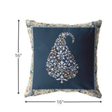 16â Orange Navy Paisley Indoor Outdoor Throw Pillow
