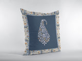 20â Orange Navy Paisley Indoor Outdoor Throw Pillow