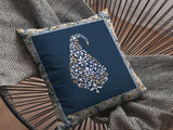 20â Orange Navy Paisley Indoor Outdoor Throw Pillow