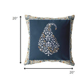 20â Orange Navy Paisley Indoor Outdoor Throw Pillow
