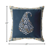 28â Orange Navy Paisley Indoor Outdoor Throw Pillow