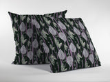 28? Black Purple Fall Leaves Indoor Outdoor Throw Pillow