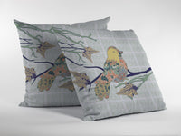 18" Light Green Sparrow Indoor Outdoor Zippered Throw Pillow