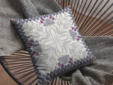 20" Gray Floral Frame Indoor Outdoor Zippered Throw Pillow