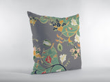 20" Green Gray Garden Indoor Outdoor Zippered Throw Pillow