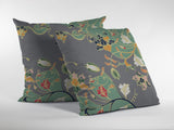 20" Green Gray Garden Indoor Outdoor Zippered Throw Pillow