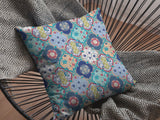 16â Blue Peach Trellis Indoor Outdoor Zippered Throw Pillow