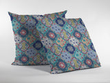 16â Blue Peach Trellis Indoor Outdoor Zippered Throw Pillow