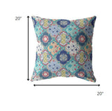 20â Blue Peach Trellis Indoor Outdoor Zippered Throw Pillow