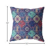 16â Navy Red Trellis Indoor Outdoor Zippered Throw Pillow