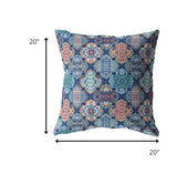 20â Turquoise Red Trellis Indoor Outdoor Zippered Throw Pillow