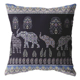 16? Purple Ornate Elephant Indoor Outdoor Zippered Throw Pillow