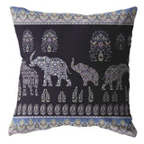 18? Purple Ornate Elephant Indoor Outdoor Zippered Throw Pillow