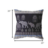 18? Purple Ornate Elephant Indoor Outdoor Zippered Throw Pillow