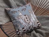16? Blue Brown Ornate Elephant Indoor Outdoor Zippered Throw Pillow