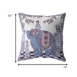 18? Blue Purple Ornate Elephant Indoor Outdoor Zippered Throw Pillow