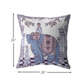 18? Blue Purple Ornate Elephant Indoor Outdoor Zippered Throw Pillow