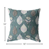 18? Pine Green Leaves Indoor Outdoor Zippered Throw Pillow