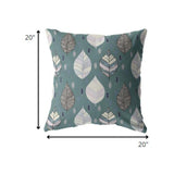 20? Pine Green Leaves Indoor Outdoor Zippered Throw Pillow