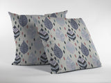16â Cream Gray Leaves Indoor Outdoor Zippered Throw Pillow