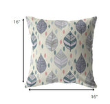16â Cream Gray Leaves Indoor Outdoor Zippered Throw Pillow
