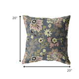 20â Gray Pink Jacobean Indoor Outdoor Zippered Throw Pillow