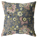 26â Gray Pink Jacobean Indoor Outdoor Zippered Throw Pillow