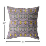 20â Purple Yellow Geofloral Indoor Outdoor Zippered Throw Pillow