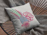 26â Pink White Peacock Indoor Outdoor Zippered Throw Pillow