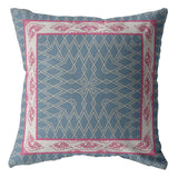 18" Pink Blue Nest Ornate Frame Indoor Outdoor Zippered Throw Pillow